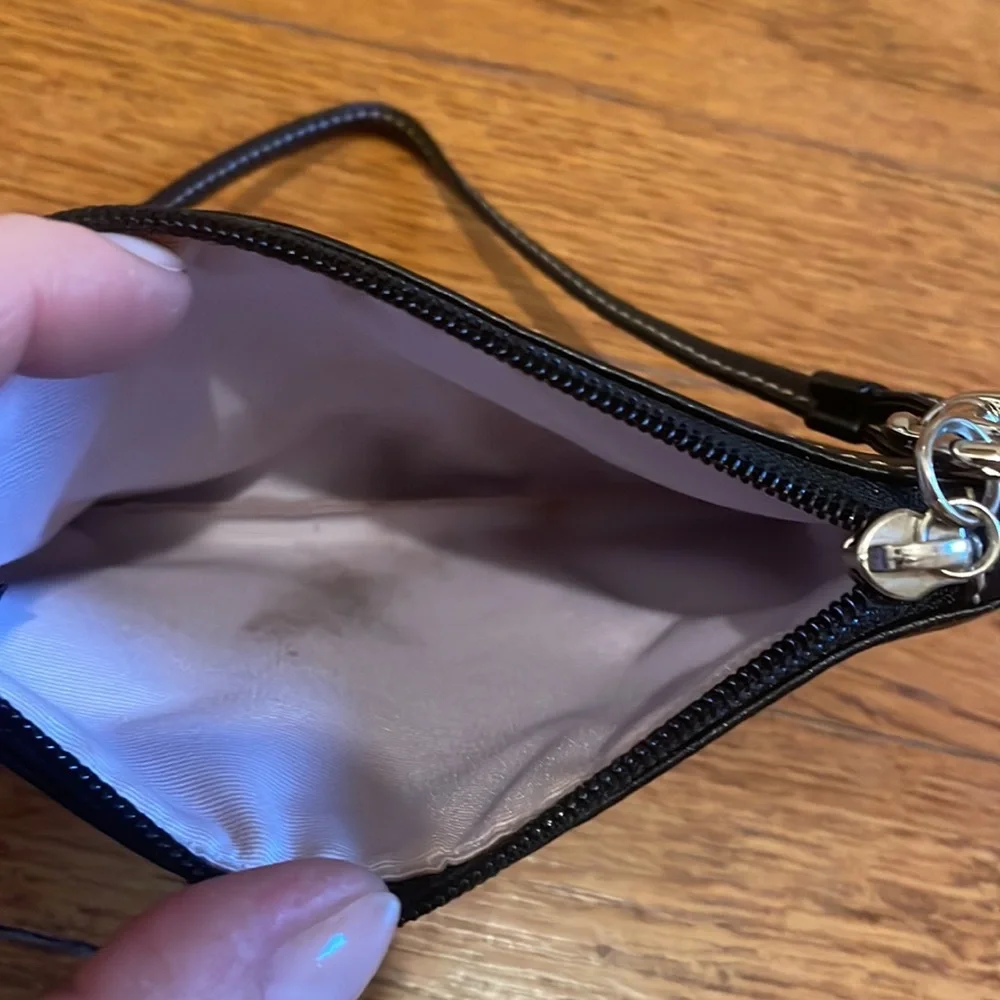Coach black leather wristlet. Small.